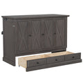 Solid Pine Murphy Bed Chest Cube Cabinet Bed With Charging Station And Large Storage Drawer For Home Office Or Small Room,Full,Gray Box Spring Not Required Full Gray Wood Gray Pine Murphy Solid Wood Mdf