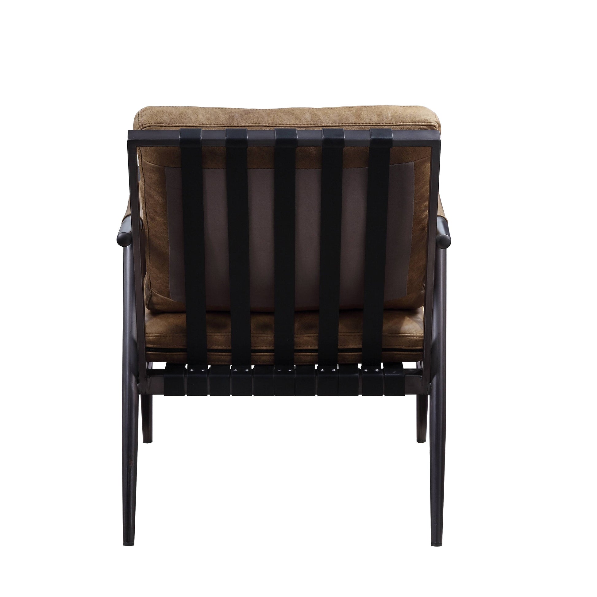 Berham Chestnut And Matt Iron Accent Chair With Metal Leg Chestnut Primary Living Space Genuine Leather