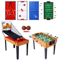 5 In 1 Multi Game Table Billiards, Push Hockey, Foosball, Ping Pong, And Basketball Brown Red Brown Mdf Steel
