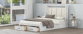 Full Size Wood Platform Bed With Upholstered Headboard And 2 Drawers, White Box Spring Not Required Full White Wood Bed Frame Solid Wood Mdf