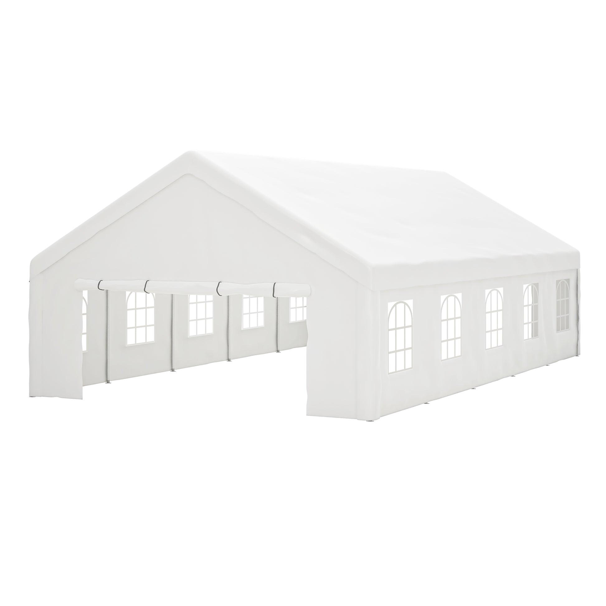 20X32Ft Party Tent Heavy Duty, Large Wedding Event Shelters With 3 Storage Bags & Removable Sidewalls, Outdoor Canopy Gazebo Commercial Tents For Parties Carport Camping Garden Patio White Metal