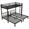 Twin Over Twin & Twin Bunk Beds For 3, Twin Xl Over Twin & Twin Bunk Bed Metal Triple Bunk Bed, Black Black Metal