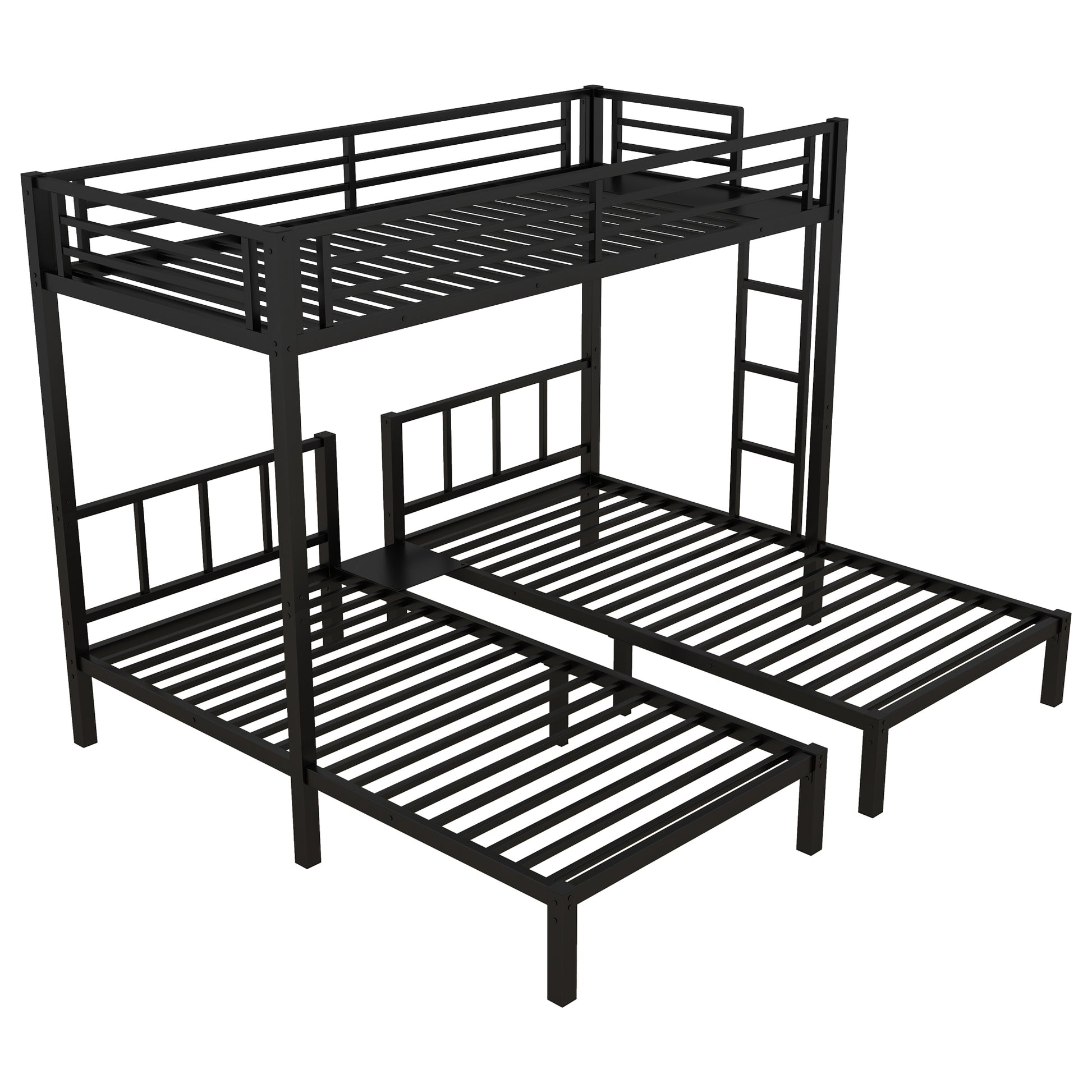 Twin Over Twin & Twin Bunk Beds For 3, Twin Xl Over Twin & Twin Bunk Bed Metal Triple Bunk Bed, Black Black Metal