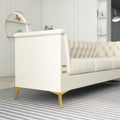 Fx P83 Cw Sofa Modern Velvet Living Room Chesterfield Design 82.7Inch Wide Sofa Cream White Color Beige Velvet 3 Seat