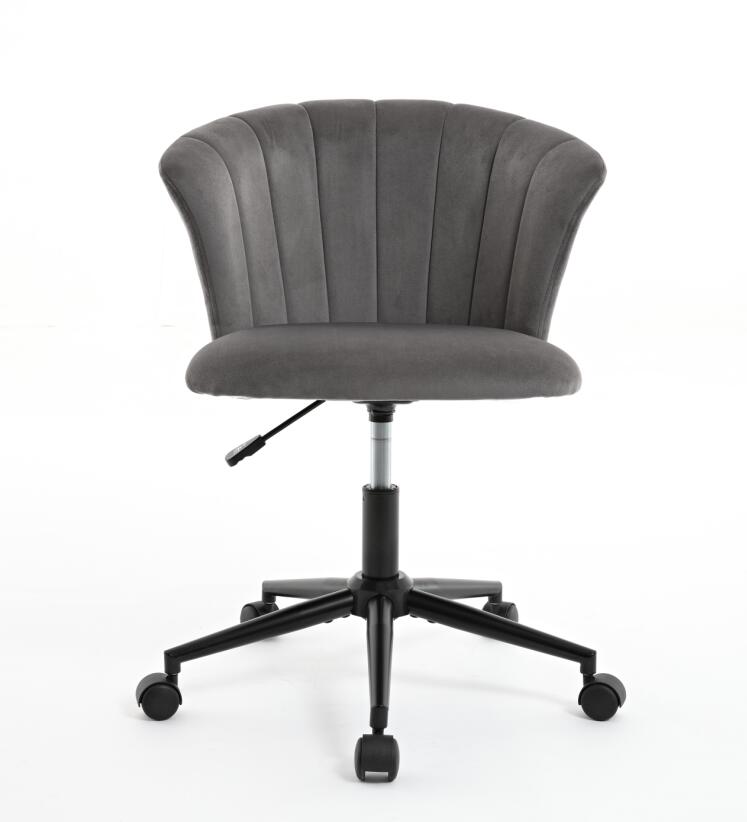 Home Office Chair, Velvet Fabric Swivel Flower Shape Computer Desk Chair For Home Office Or Bedroom Grey Black Foam Polyester Blend