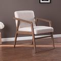 Dexby Upholstered Accent Chair Cream Solid Wood