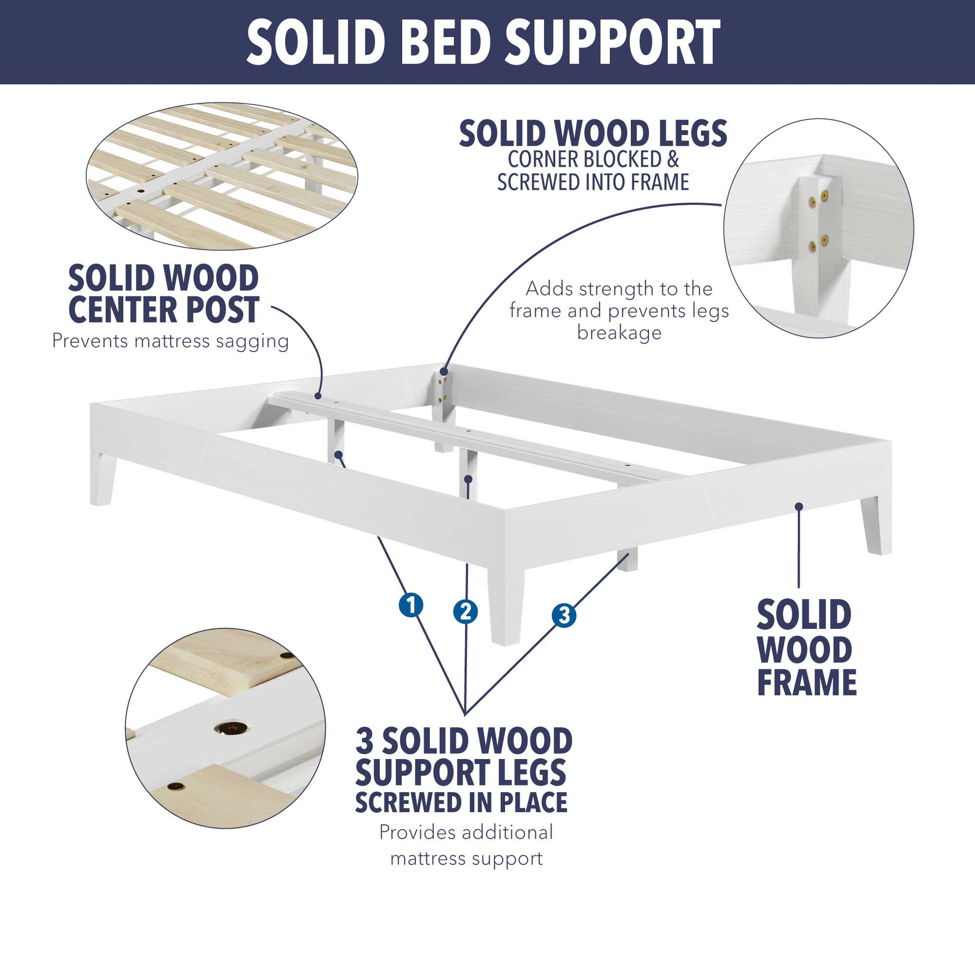 Nix Full Platform Bed White Full White Wood