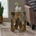 Pino Side Table Brown Glass Metal