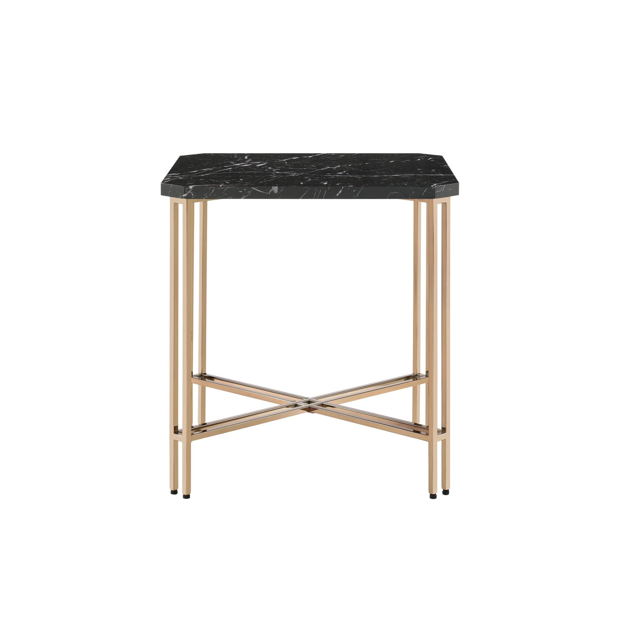 Daxton Square End Table With Faux Marble Top Black Black Wood