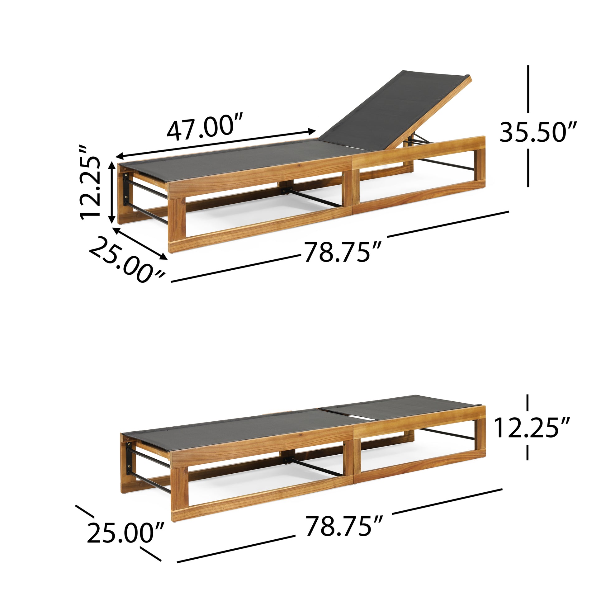 Mia Chaise Lounge Teak Metal & Wood