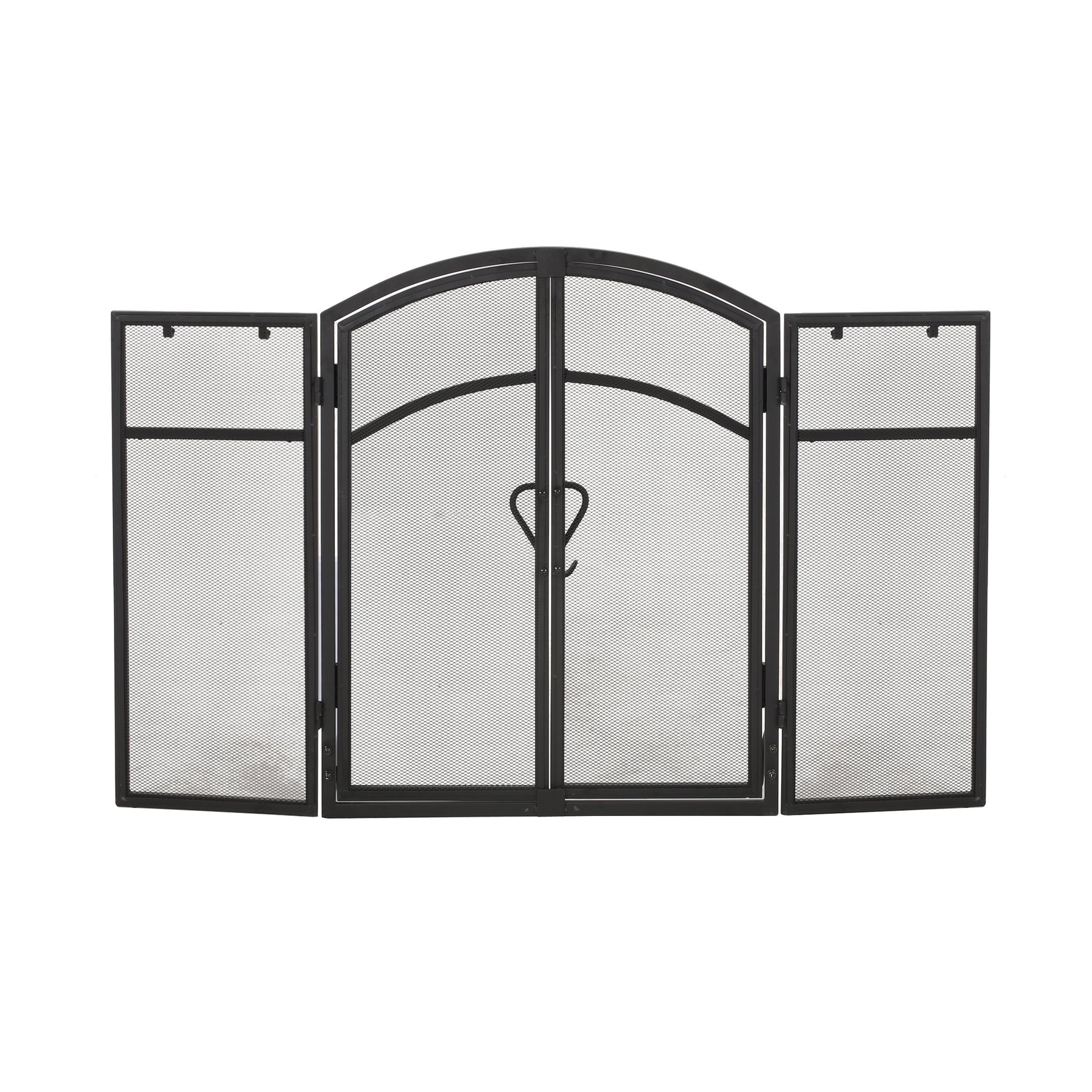 Folding Screen With Doors And 4 Pcs Tool Sets Matte Black Iron