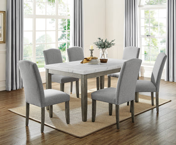 Emily 7 Piece Dining Set Dark Gray Dark Gray Marble