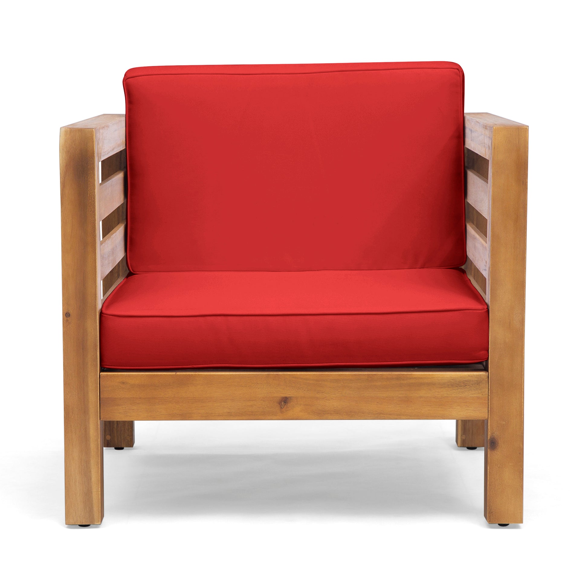 Oana Club Chair Red Wood Fabric