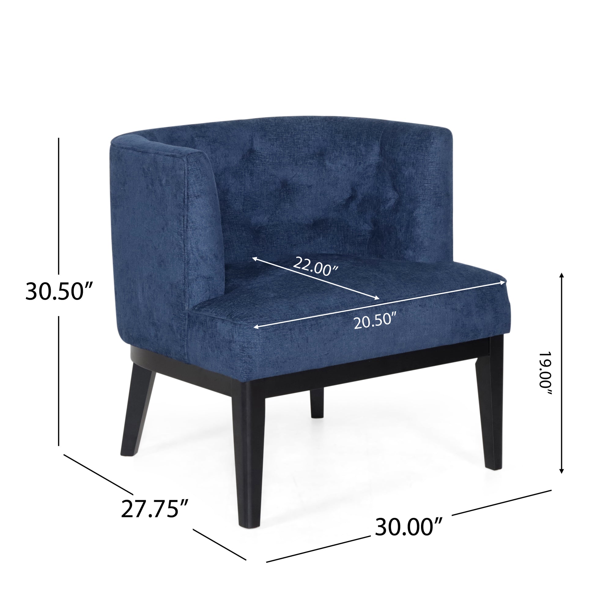 Accent Chair Navy Blue Wood Fabric