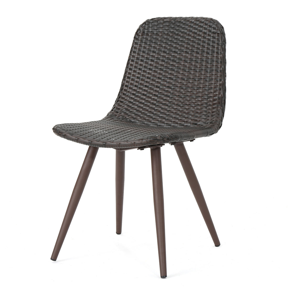Gila Dining Chair With Powder Coated Legs,Set Of 2 Brown Multi Rattan