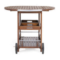 Bar Cart Oak Silver Wood