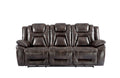 Oportuna 3 Piece Dual Power Reclining Living Room Set Sofa, Loveseat, Recliner Coffee Dark Brown Wood