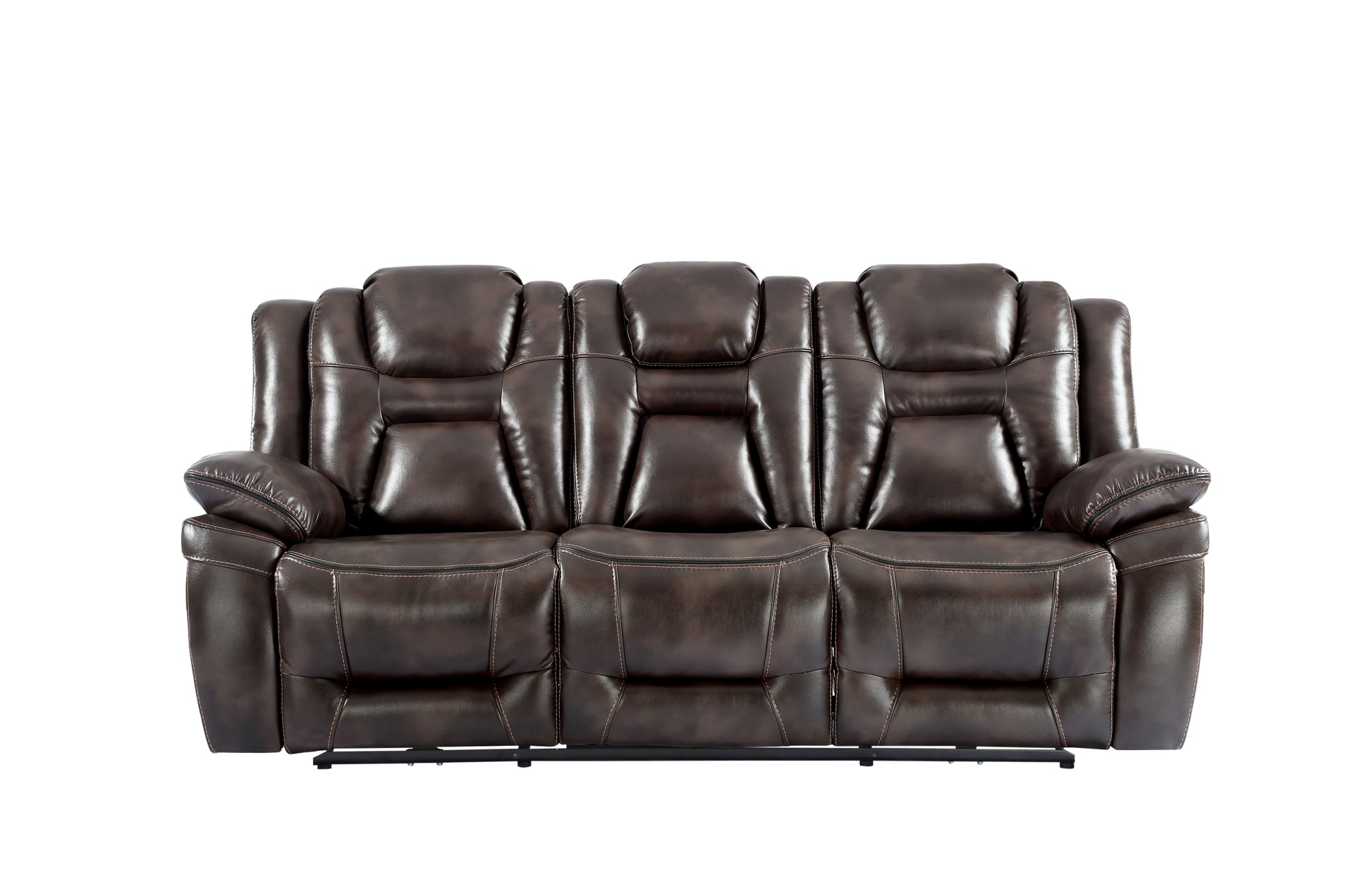 Oportuna 3 Piece Dual Power Reclining Living Room Set Sofa, Loveseat, Recliner Coffee Dark Brown Wood