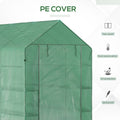 Outsunny 7' X 5' X 6.5' Walk In Greenhouse, Pe Cover, 3 Tier Shelves, Steel Frame Hot House, Roll Up Zipper Door For Flowers, Vegetables, Saplings, Tropical Plants, Green Green Steel
