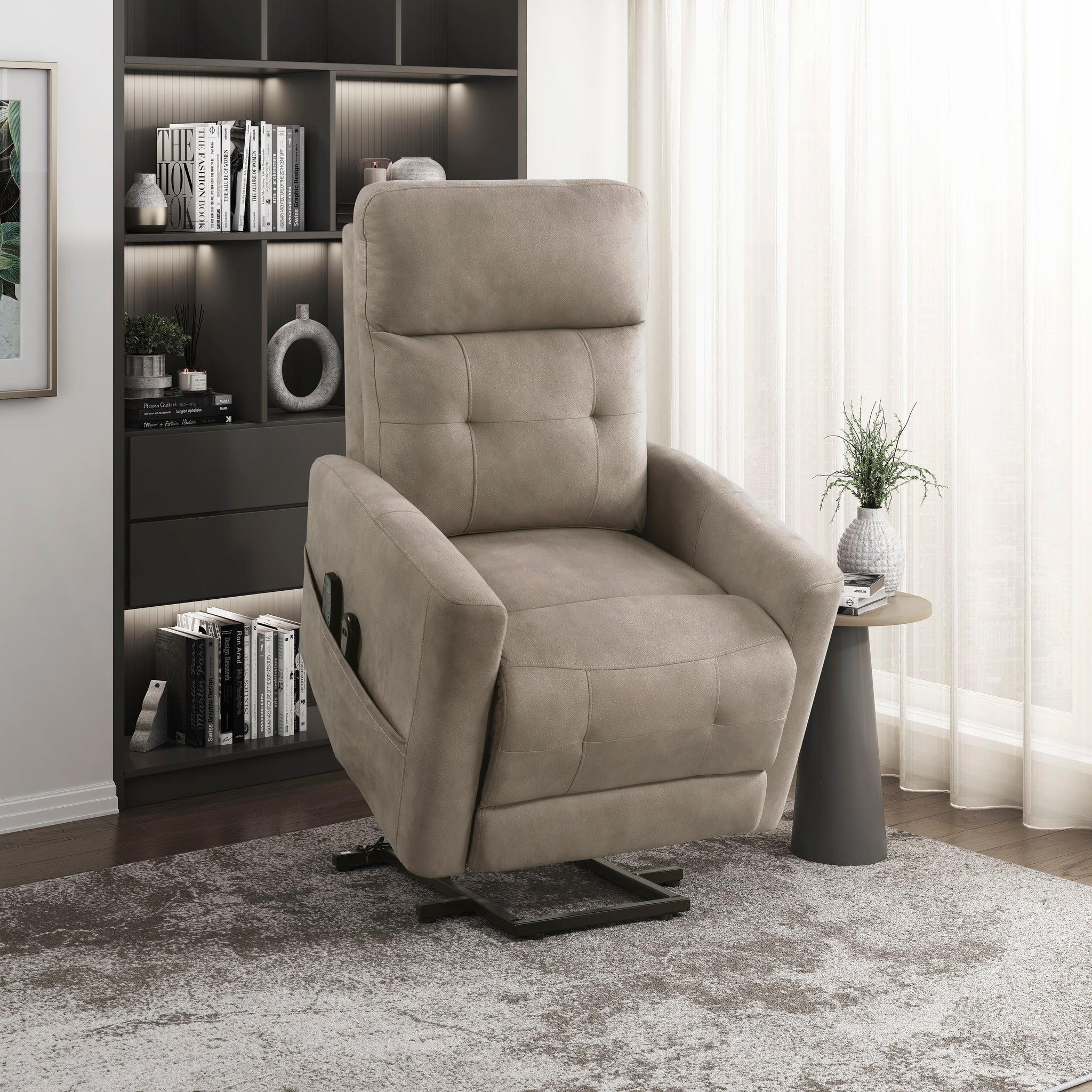 Power Lift Chair With Massage And Heat Comfort Brown Microfiber Upholstery Living Room Furniture 1Pc Power Reclining Motion Chair Brown Microfiber Wood Primary Living Space Plywood,Solid Wood
