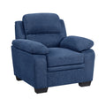 Plush Seating Chair 1Pc Blue Textured Fabric Channel Tufting Solid Wood Frame Modern Living Room Furniture Blue Primary Living Space Contemporary Solid Wood 1 Seat