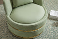 Swivel Chair, 360 Swivel Accent Chair, Barrel Chair For Living Room Bedroom Green Faux Leather