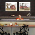2 Piece Vignette All American Barns White Framed Wall Art For Living Room, Bedroom Wall Art Print For Home Decor By Billy Jacobs Multicolor Wood Paper