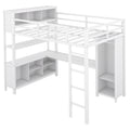 Metal Loft Bed With Wardrobe And L Shaped Desk, Full Size Loft Bed With Storage Cubes And Shelves, Heavy Duty Loft Bed For Kids Teens Adults, White Pre Sale Date: August 10Th Full Off White Metal