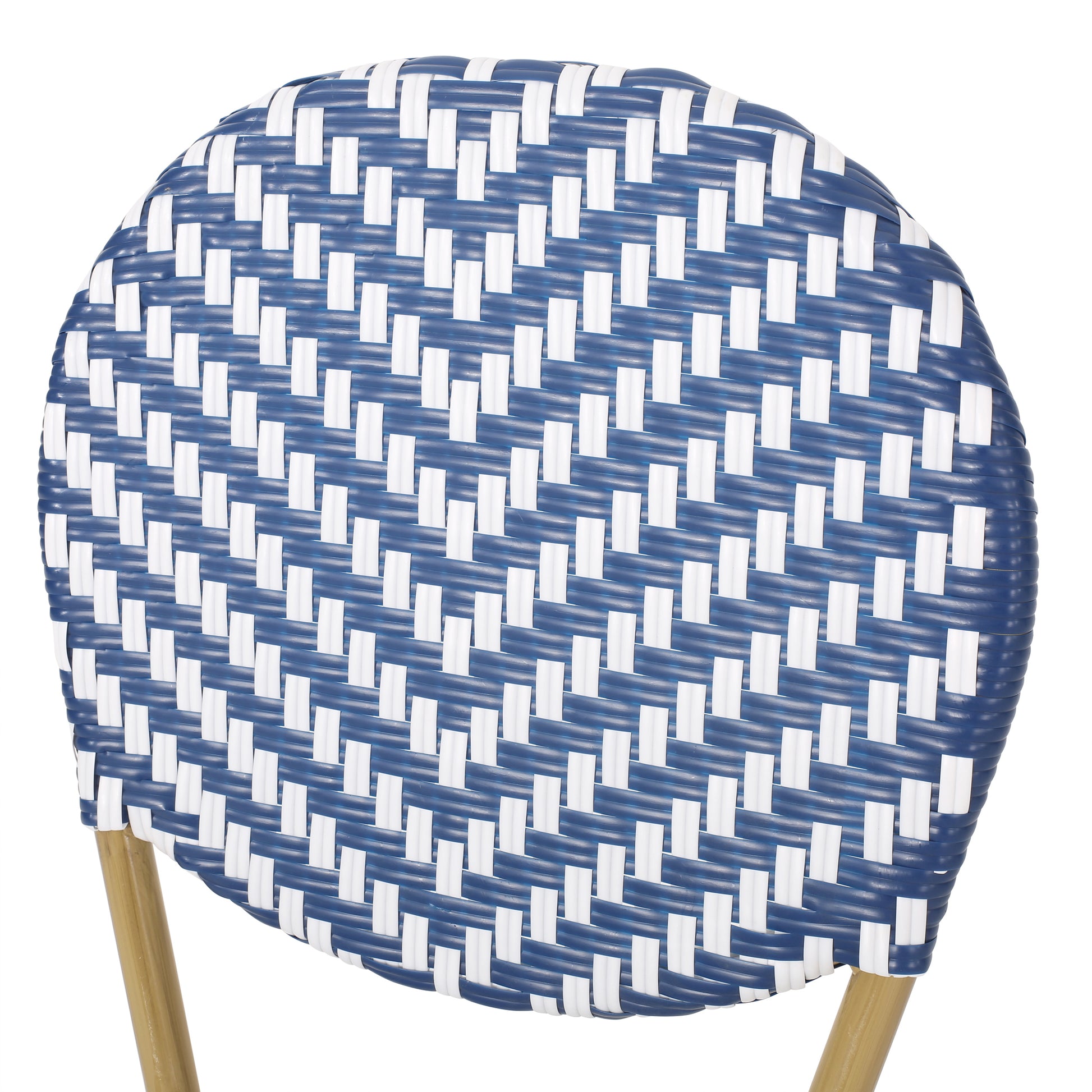French Bistro Chair White Blue Rattan