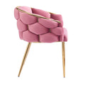 Set Of 2 Luxury Handmade Accent Chair With Gold Legs, Modern Velvet Armchair For Living Room And Bedroom Pink Foam Velvet