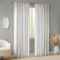 2Pk Poly Printed Curtain Panel With Tufted Stripe White Taupe 2 Pk 50X95