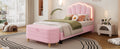 2 Pieces Bedroom Sets Twin Size Flower Shaped Upholstered Led Platform Bed With Storage Ottoman Sherpa Fabric, Pink Twin Pink 2 Piece Set Wood