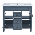 36'' Bathroom Vanity With Top Sink, Modern Bathroom Storage Cabinet With 2 Soft Closing Doors And 2 Drawers, Single Sink Bathroom Vanity Blue Bathroom Modern Solid Wood Mdf Ceramic,Solid Wood Mdf