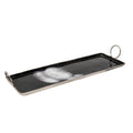 Tray With Metal And Ring Handles, Black And Silver Black Silver Metal