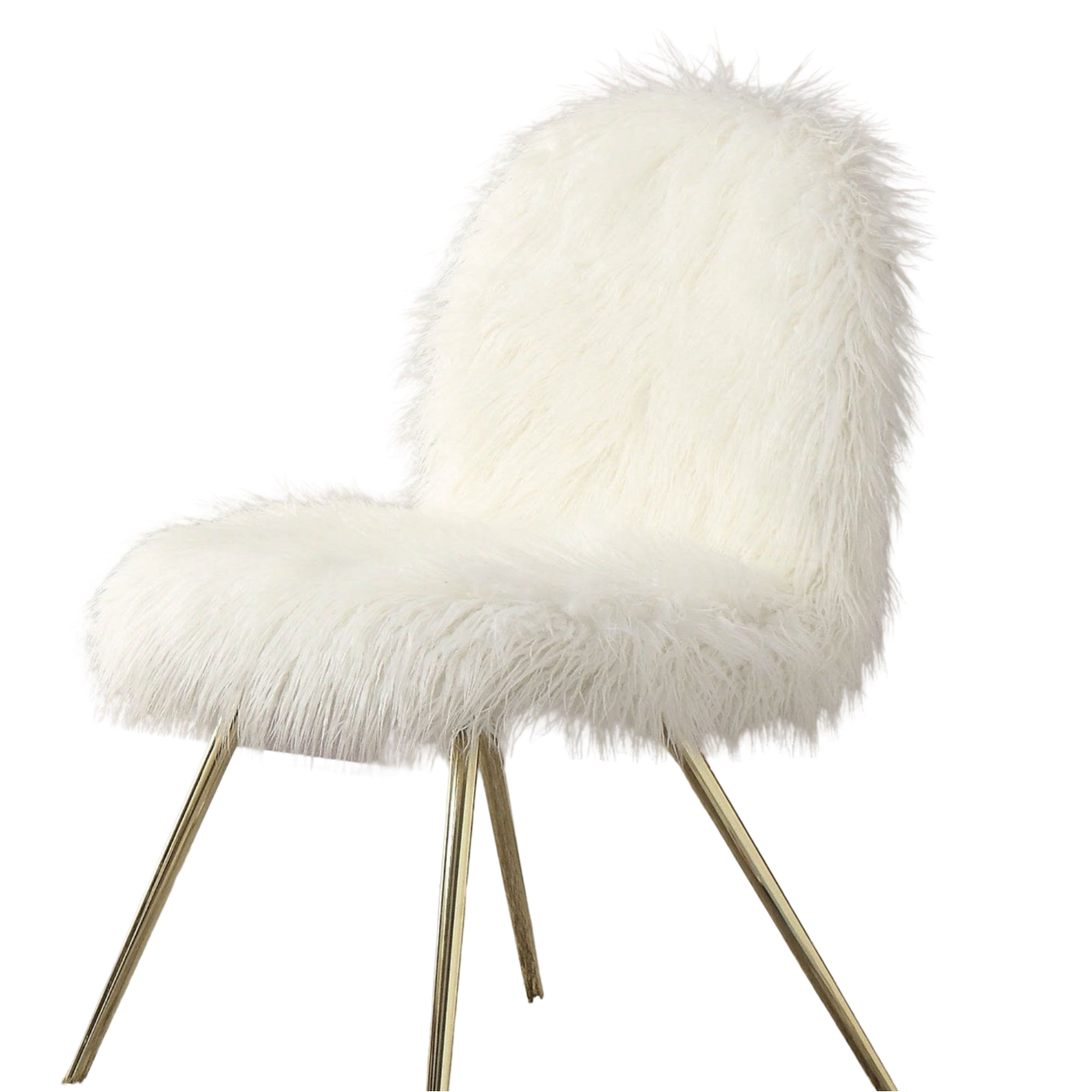 Contemporary Glam White Gold Fabric Faux Fur 1Pc Accent Chair Upholstery Living Room Chair White Gold Primary Living Space Classic,Contemporary Solid Wood