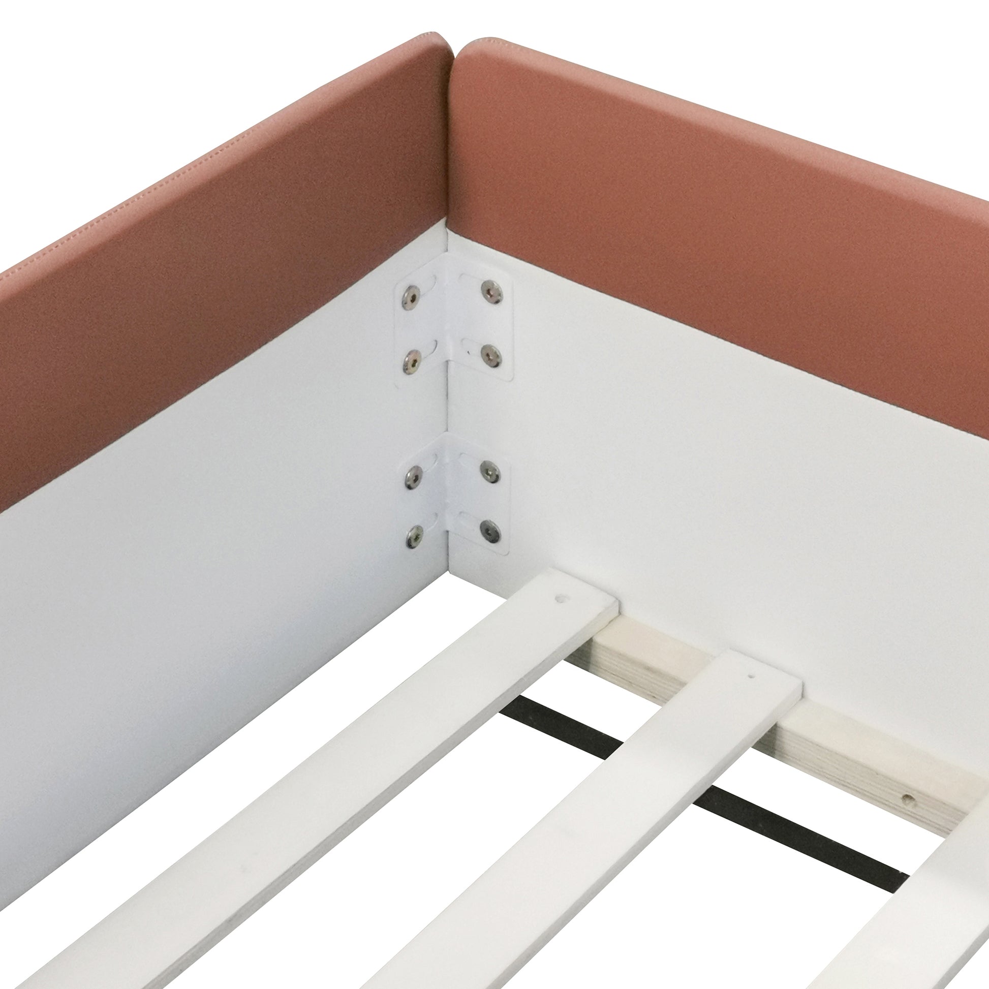 Full Size Upholstered Daybed Frame With Fence And Stairs, Brown White Full Brown White Mdf Lvl