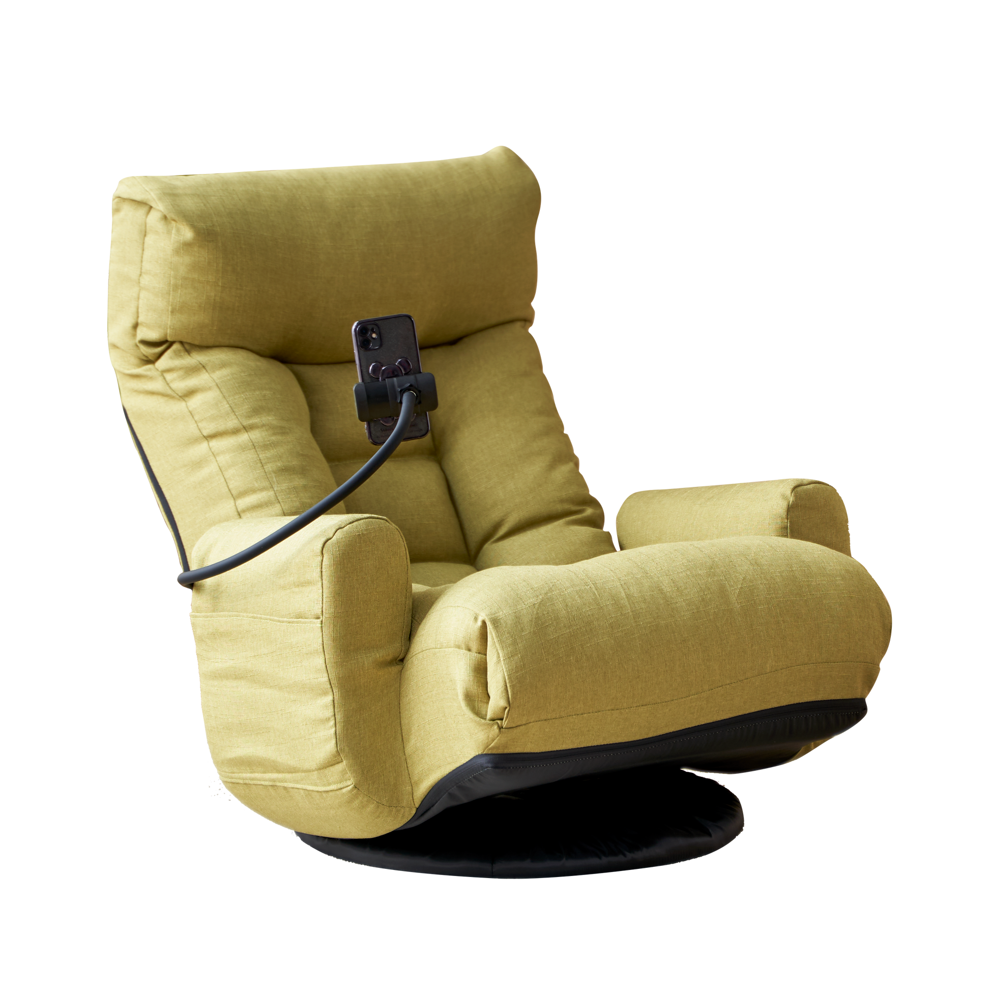 Adjustable Head And Waist, Game Chair, Lounge Chair In The Living Room, 360 Degree Rotatable Sofa Chair,Rotatable Seat Leisure Chair Deck Chair Green Metal Soft Cotton Metal