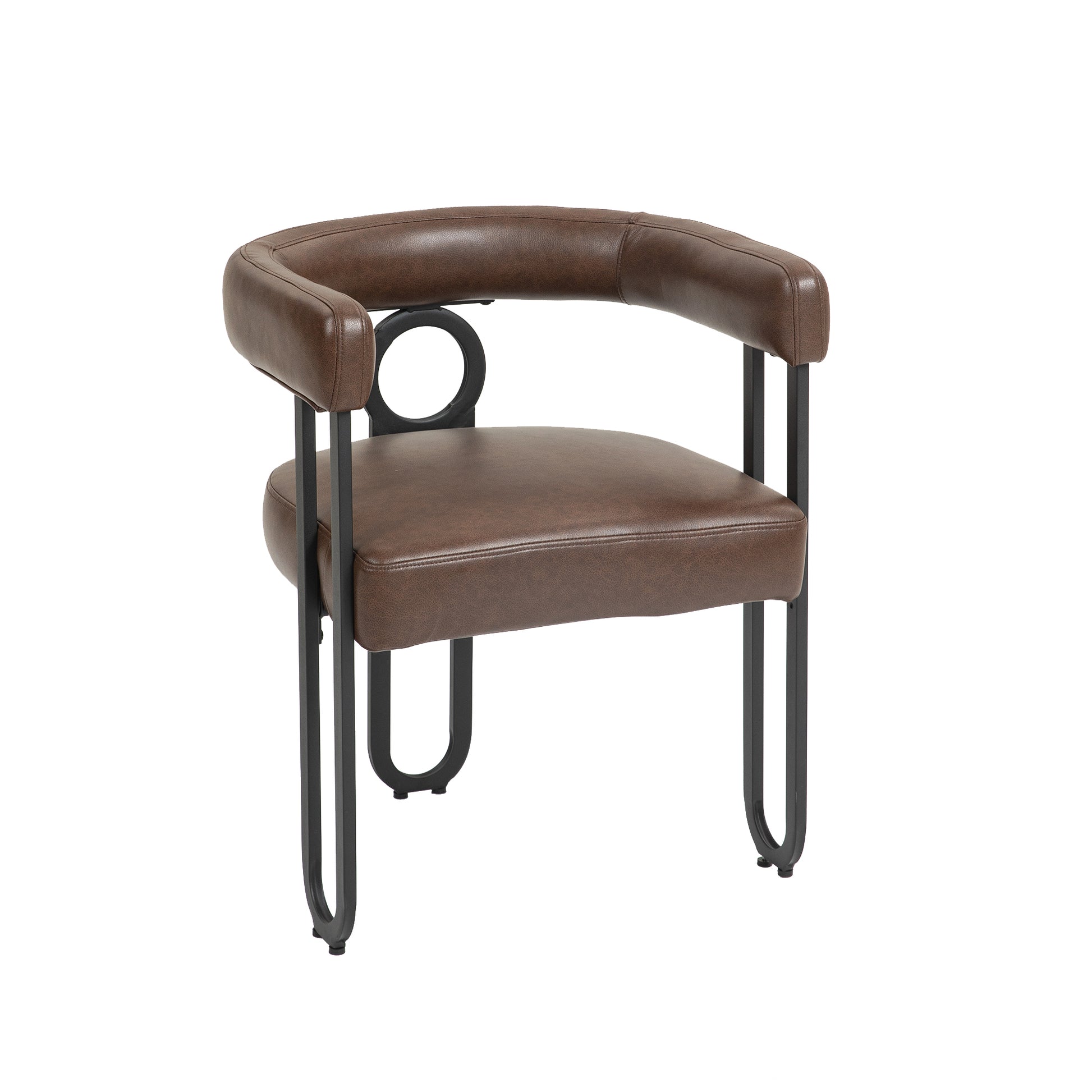 Coolmore Contemporary Designed Pu Fabric Upholstered Accent Dining Chair Barrel Side Chairs Kitchen Armchair For Living Room Set Of 2 Dark Brown Pu Dark Brown Dining Room Foam Pu Leather