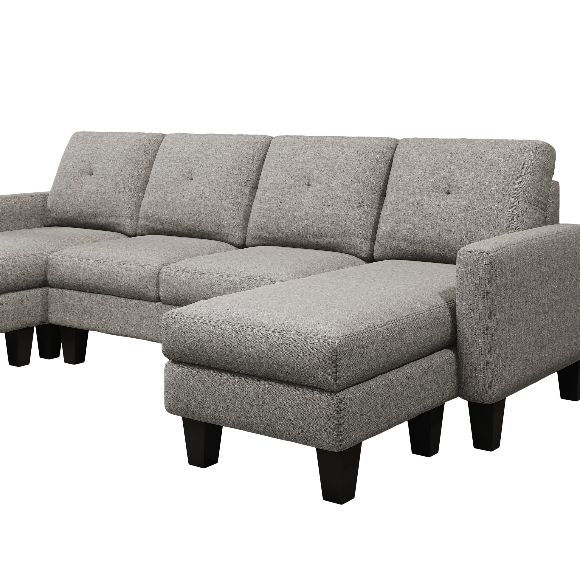 U Shaped Sofa Coch 4 Seat Sofa With Chaise Polyester Fabric For Living Room Apartment Office Light Grey Light Gray Primary Living Space Soft Eucalyptus Foam Linen 4 Seat