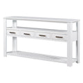 62.2'' Modern Console Table Sofa Table For Living Room With 4 Drawers And 2 Shelves White Solid Wood Mdf
