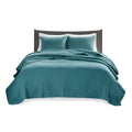 3 Piece Quilt Set Teal Full Queen Full Teal Microfiber