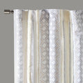 2Pk Poly Printed Curtain Panel With Tufted Stripe White Taupe 2 Pk 50X95