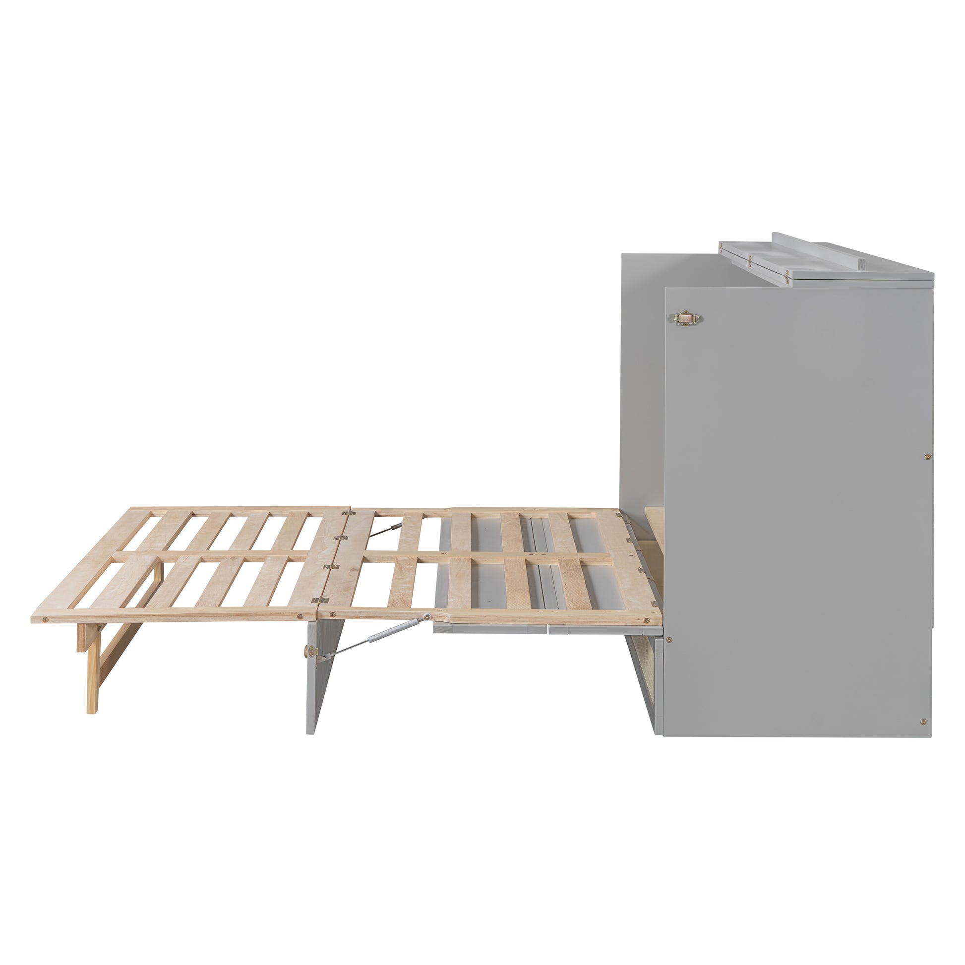 Queen Murphy Bed With Large Drawers,Gray Queen Gray Plywood