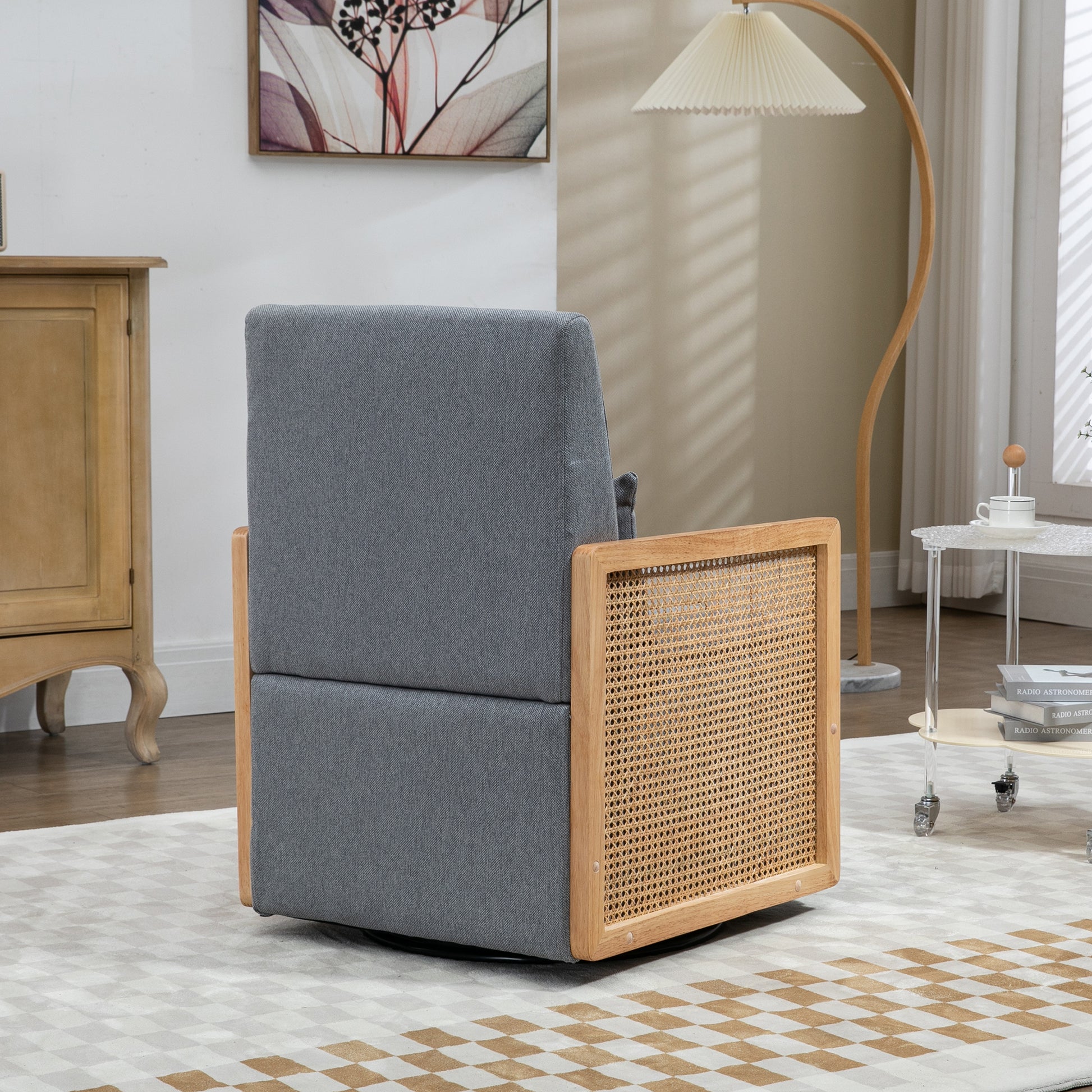 Coolmore 360 Degree Swivel Barrel Club Chair With One Pillow,Modern Comfortable Upholstered Accent Chair,Linen Accent Chair For Living Room,Bedroom Grey Linen Grey Primary Living Space Modern Foam Linen