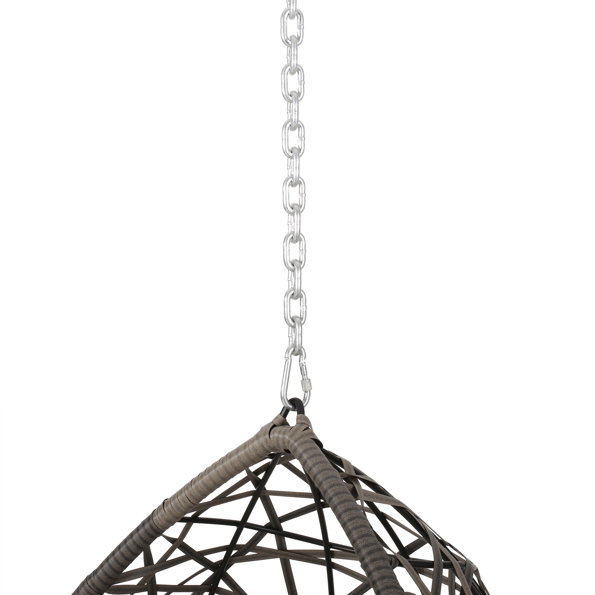 Los Alamitos Hanging Chair With 8Ft Chain Grey Pe Rattan Iron Waterproof Fabric