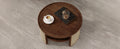 2 Tiered Round Walnut Wood Coffee Table With Storage Rattan Base In 31.3'' Walnut Rubber Wood
