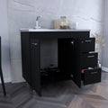 Base Double Door Cabinet, Three Drawers, Black Black Solid Wood Mdf Engineered Wood