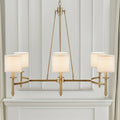6 Light Chandelier With Fabric Drum Shades Antique Gold See Below Antique Gold Iron