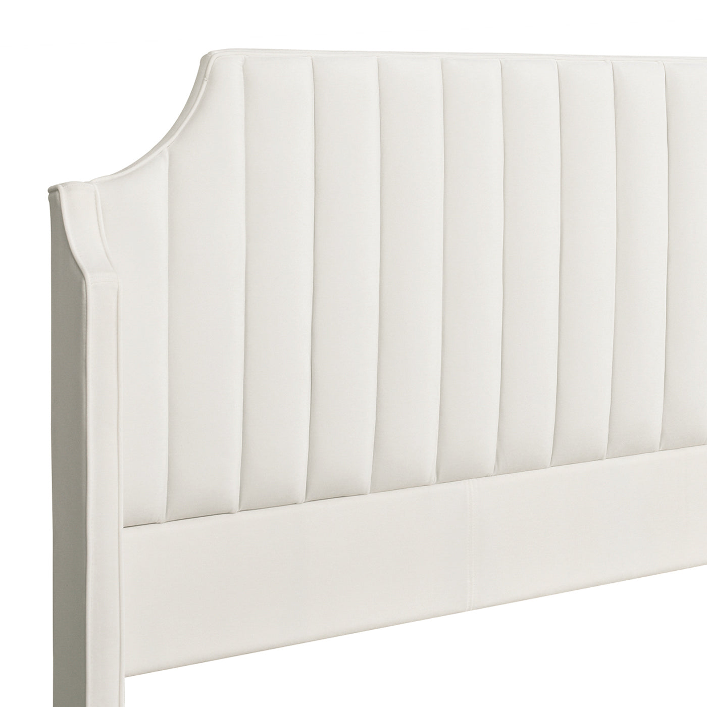 Addison King Channel Tufted Panel Bed Frame, Cloud White Performance Velvet Box Spring Required King White Wood Foam Velvet Velvet