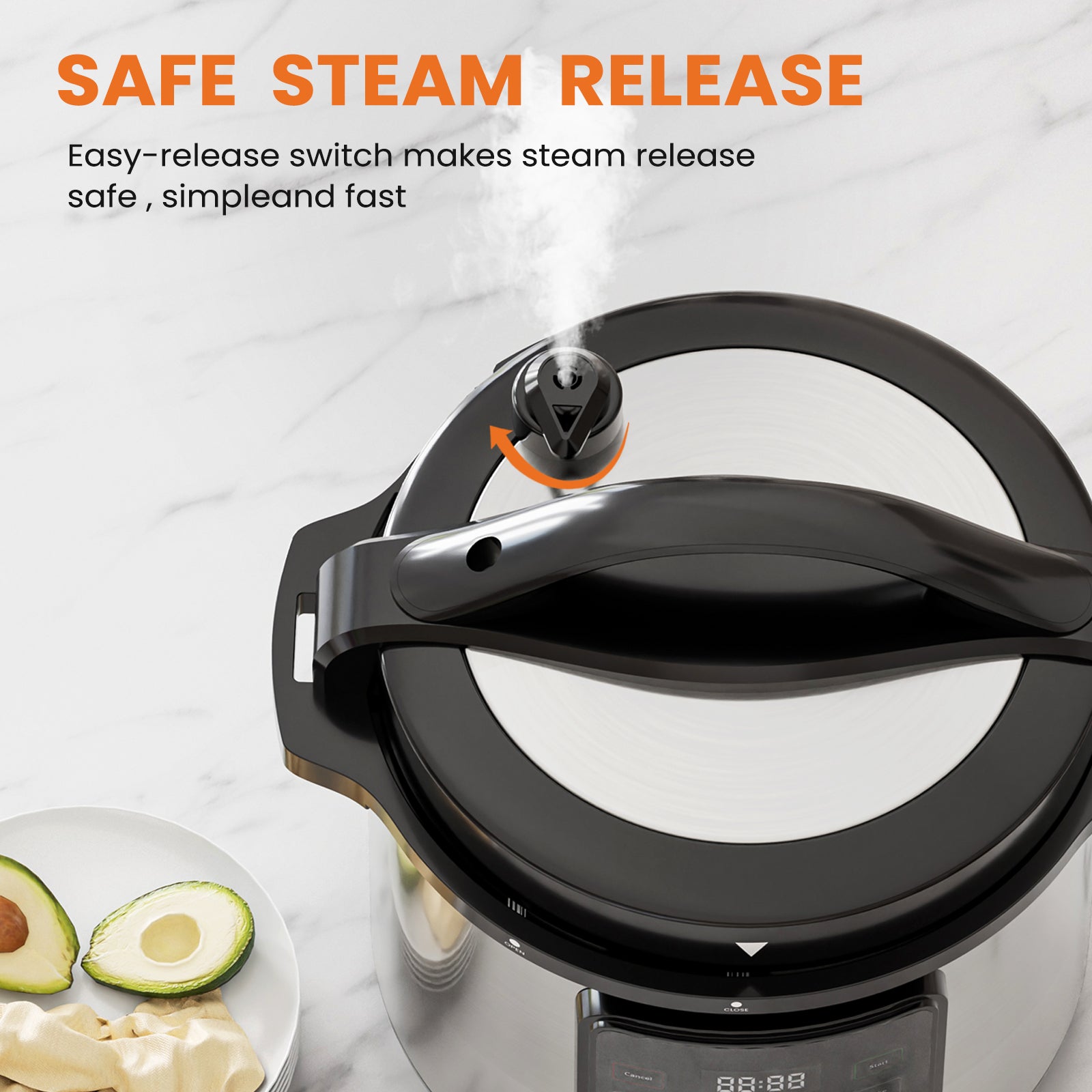 9 In 1 Electric Pressure Cooker 8 Quart, Steamer, Yogurt Maker, Warmer & Sterilizer, Saute, Slow Cooker, Rice Cooker, Egg Cooker, Multi Functional Smart Pot, Stainless Steel Black Stainless Steel